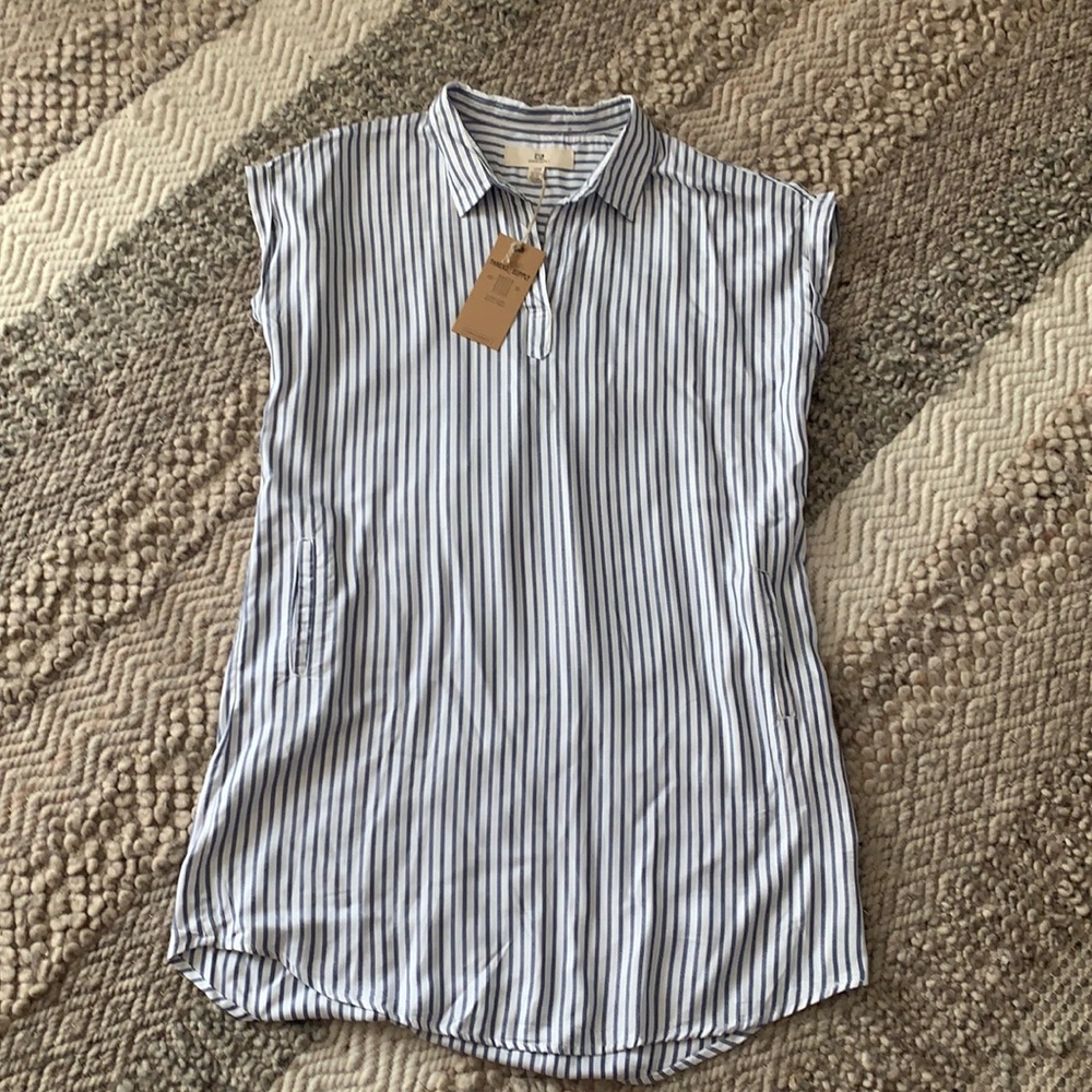 Summer Dress-Navy Blue and White